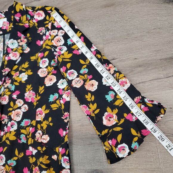 Abound Linen Blend Floral Blazer Jacket Ruffle Whimsigoth Cottagecore Fairy - Picture 7 of 11